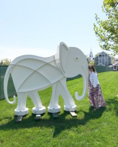 48 Hours in Nantucket - White Elephant Hotel - Traveler standing beside large White Elephant