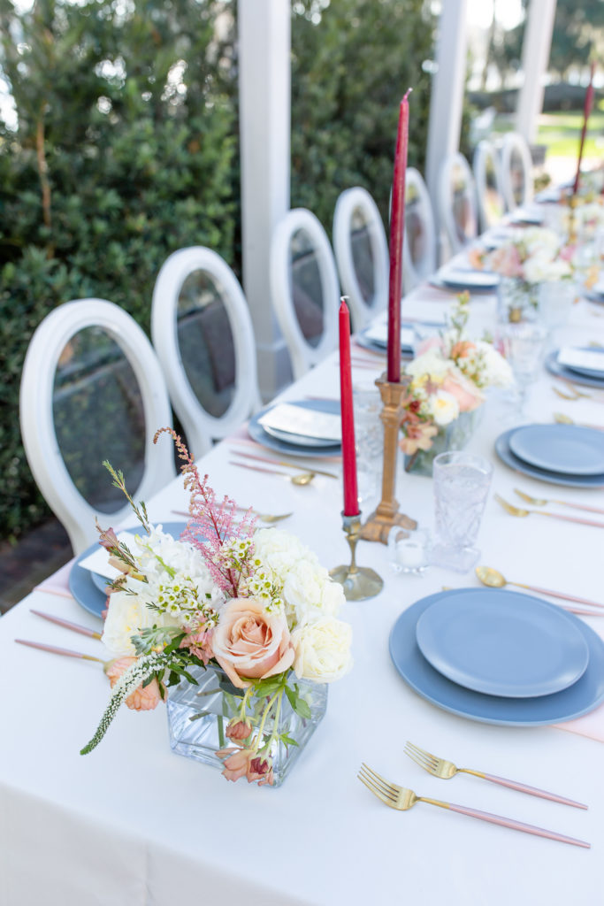 Cypress Grove Estate House Wedding Tablescape with Fresh Florals