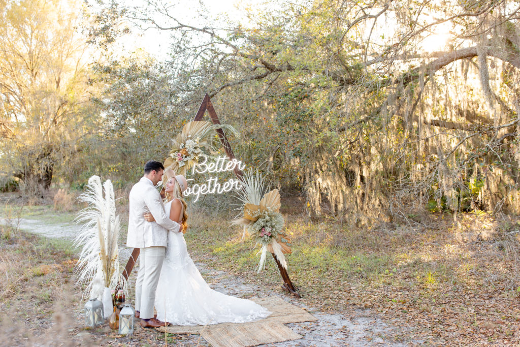 Lake Louisa State Park Wedding With Boho Triangle Backdrop