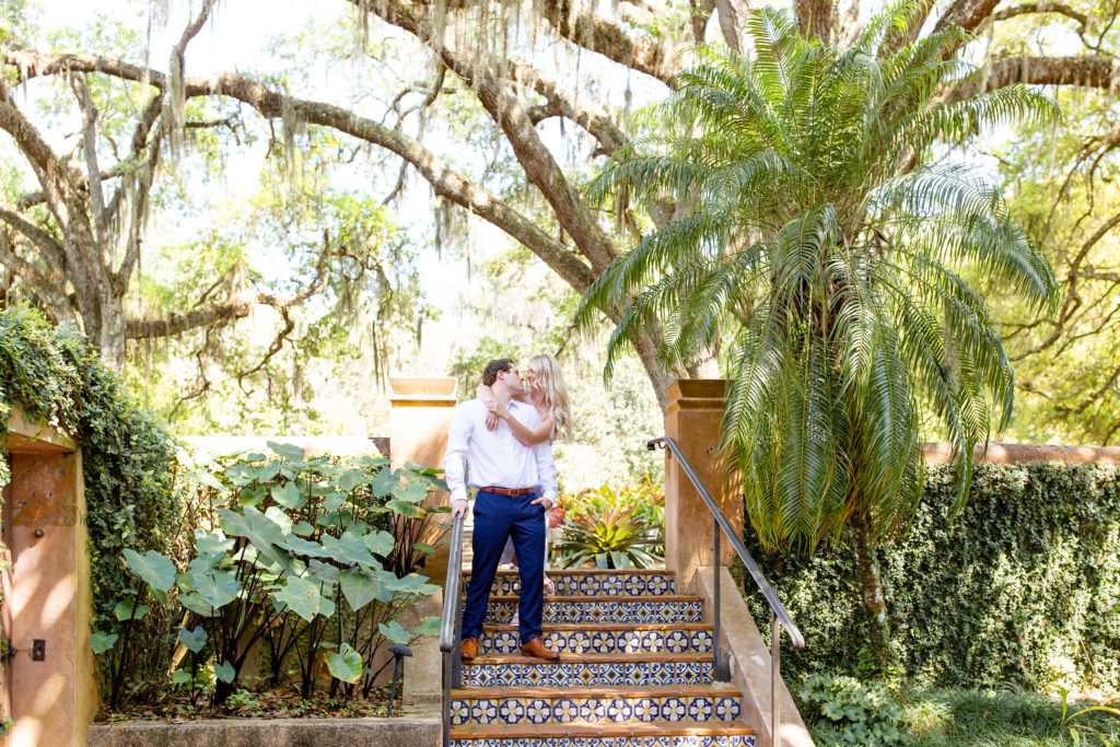 Bok Tower Gardens engagement photos with palm trees