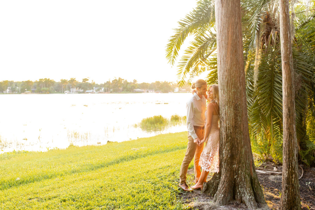 Engagement photos with palm trees