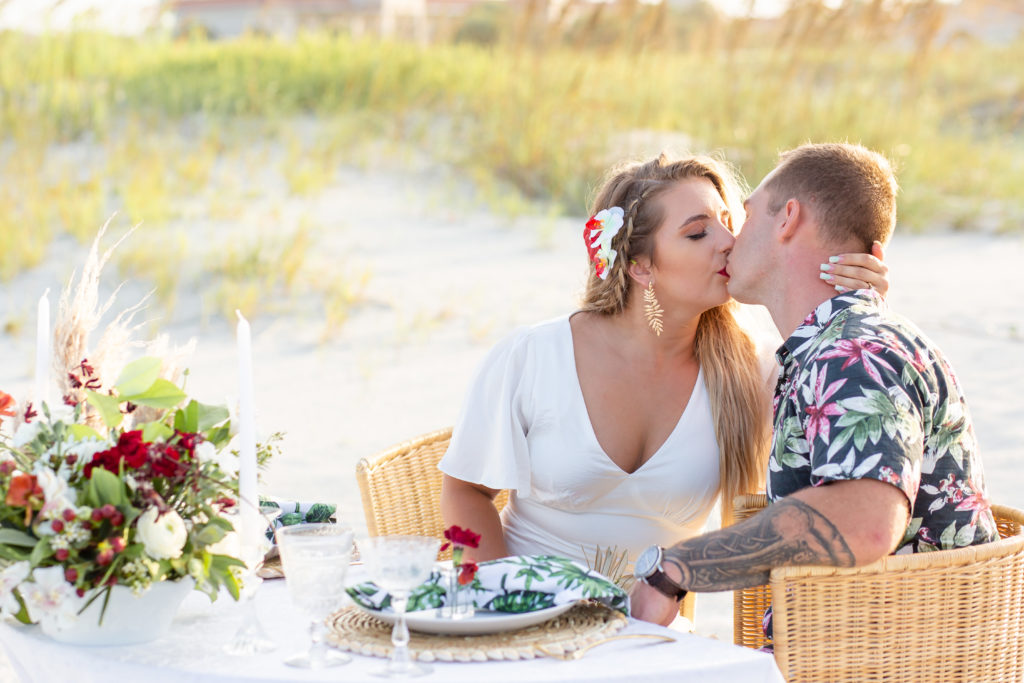 Beach wedding picnic