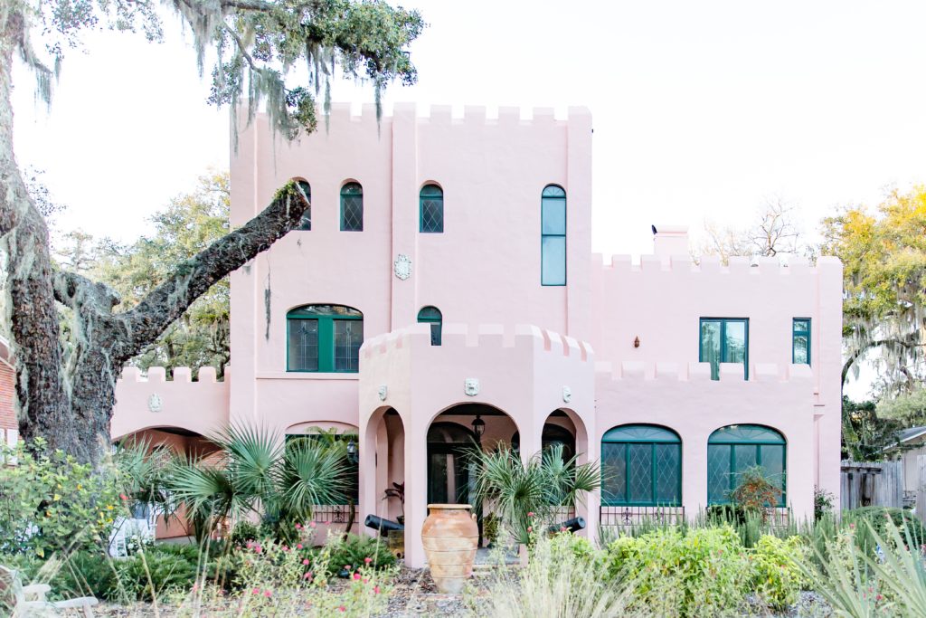 Pillars' Castle - a historic pink castle to rent for weddings in Florida