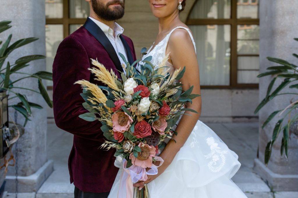 Colorful boho bouquet for a St. Augustine elopement