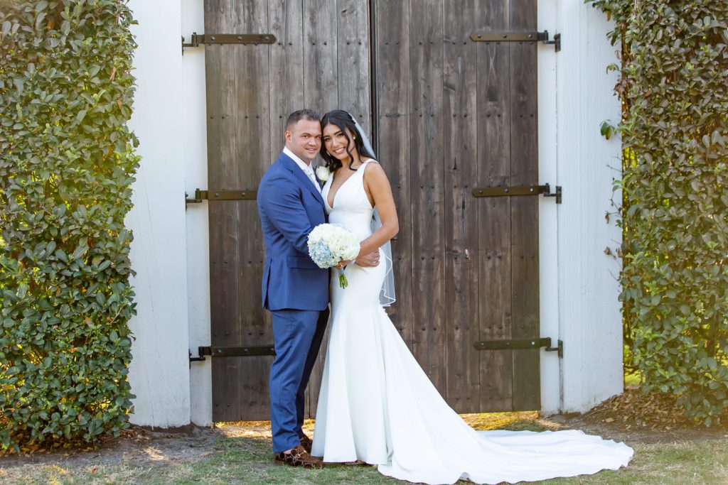 Patrick and Thaís Wedding  - Bride and Groom Portrait in front of double doors