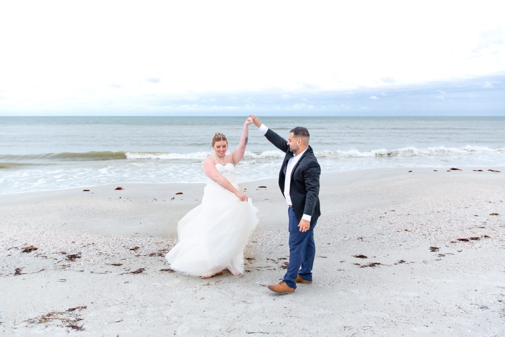Bride & Groom dancing their first dance as husband and wife after beach elopement