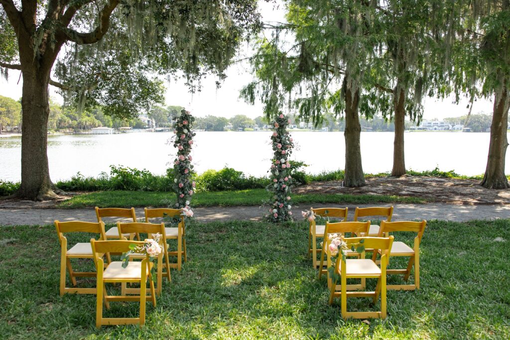 Lakeside Ceremony setup at Rollins College in Winter Park Florida