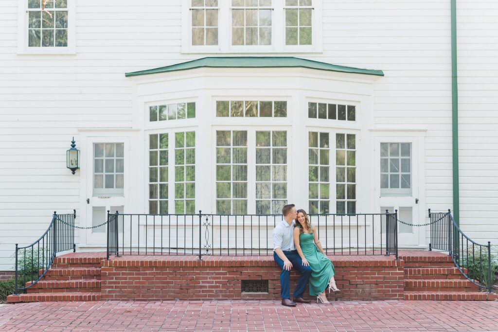 Couple poses for their engagement photos at Leu Gardens Orlando