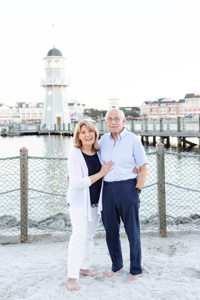 Couple smiles and laughs at Beach Club at Disney Resort in Orlando Florida